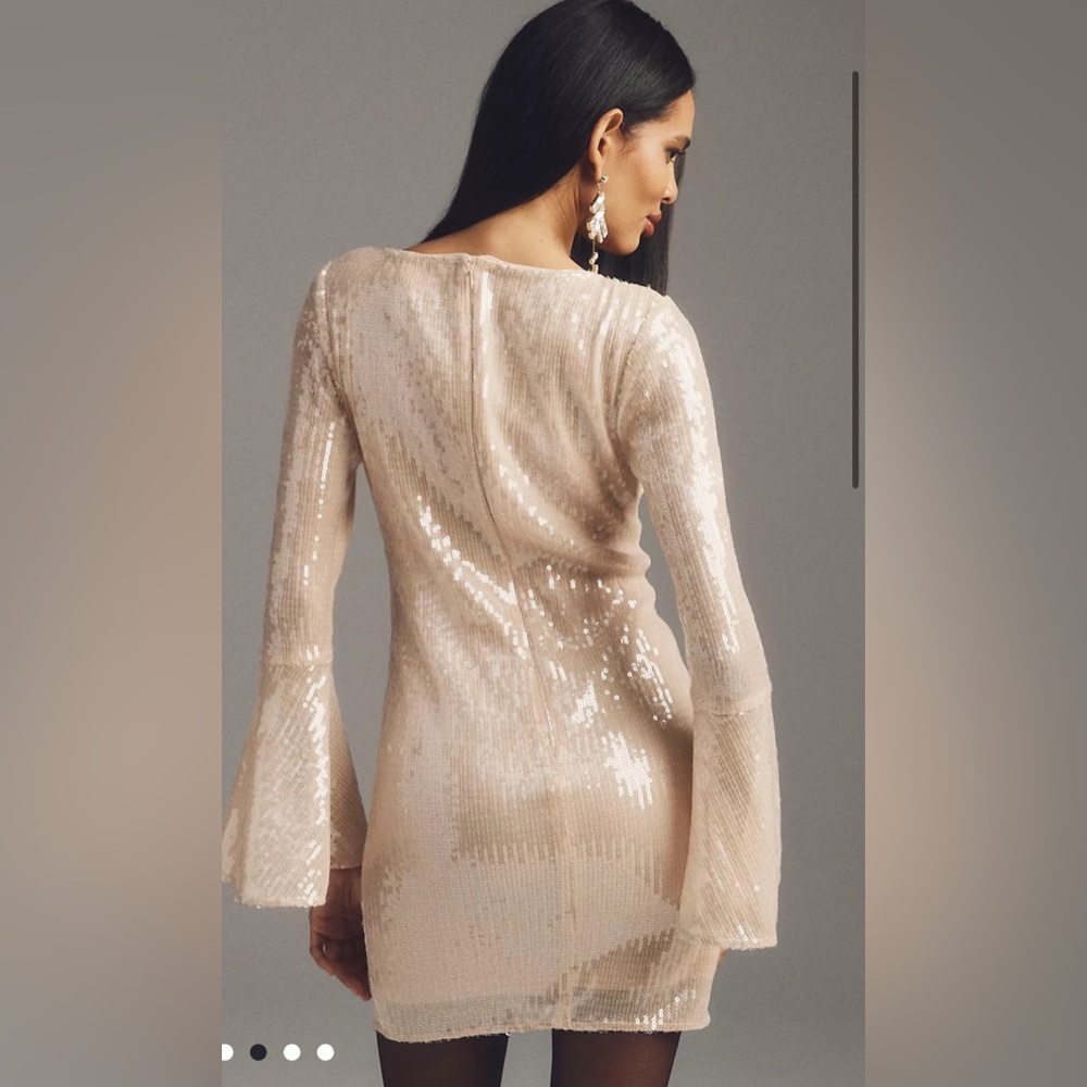 Anthropologie Hutch Bell Sleeve Sequin Disco Dress M